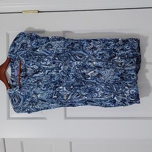 Laura Scott Blue Floral Sleeveless Blouse